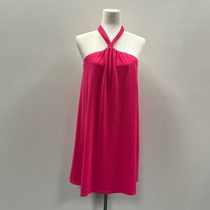 Susana Monaco Twist Neck Dress Coverup Sz Medium Bright Pink Resortwear Vacation